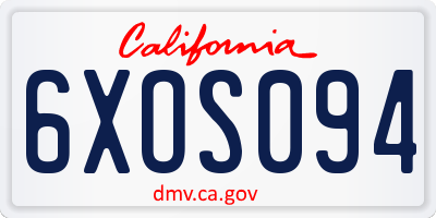 CA license plate 6XOS094