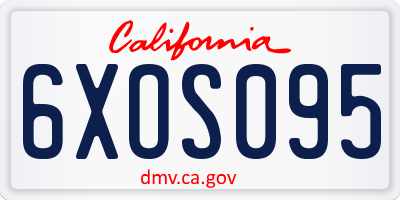 CA license plate 6XOS095