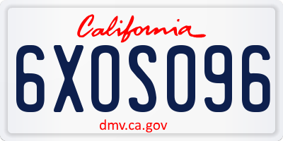 CA license plate 6XOS096