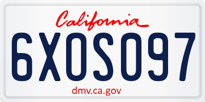 CA license plate 6XOS097