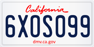 CA license plate 6XOS099
