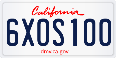 CA license plate 6XOS100