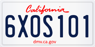 CA license plate 6XOS101