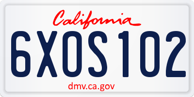 CA license plate 6XOS102