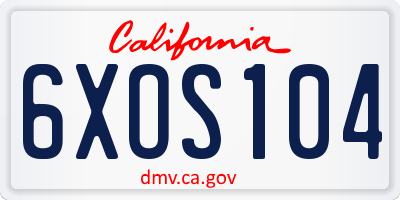 CA license plate 6XOS104
