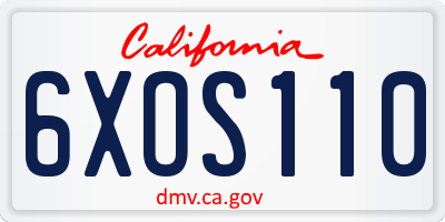 CA license plate 6XOS110