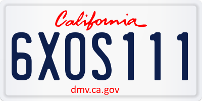 CA license plate 6XOS111