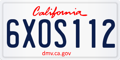 CA license plate 6XOS112