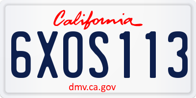CA license plate 6XOS113