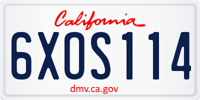 CA license plate 6XOS114