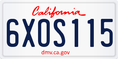 CA license plate 6XOS115