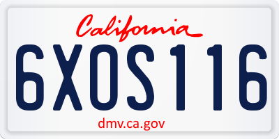 CA license plate 6XOS116