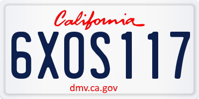 CA license plate 6XOS117