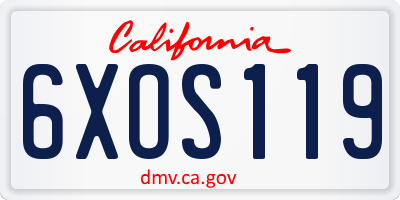 CA license plate 6XOS119