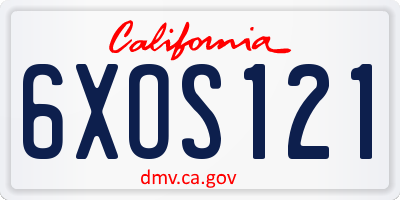 CA license plate 6XOS121