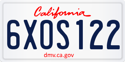 CA license plate 6XOS122