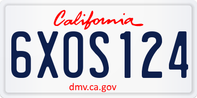 CA license plate 6XOS124