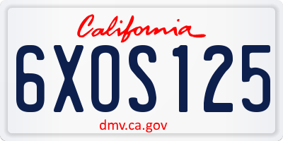 CA license plate 6XOS125