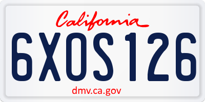 CA license plate 6XOS126