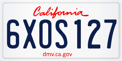 CA license plate 6XOS127