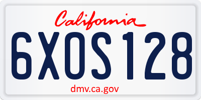 CA license plate 6XOS128
