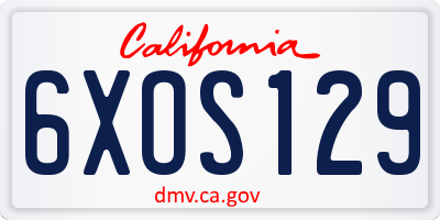 CA license plate 6XOS129