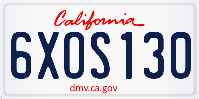 CA license plate 6XOS130