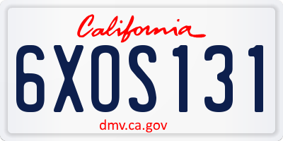 CA license plate 6XOS131