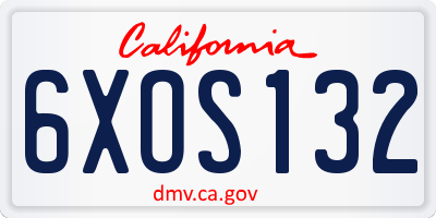 CA license plate 6XOS132