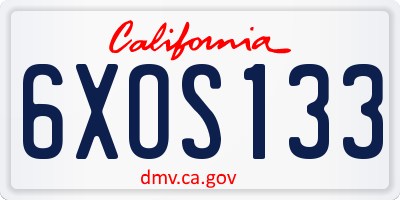 CA license plate 6XOS133