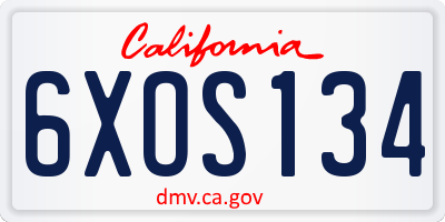 CA license plate 6XOS134