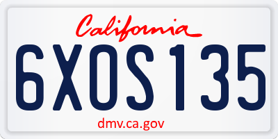 CA license plate 6XOS135