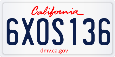 CA license plate 6XOS136