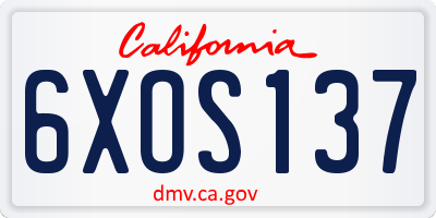 CA license plate 6XOS137