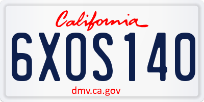 CA license plate 6XOS140
