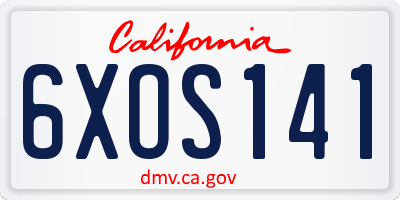 CA license plate 6XOS141