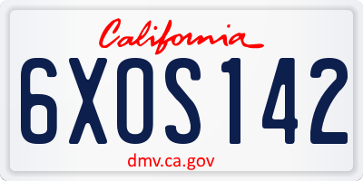 CA license plate 6XOS142