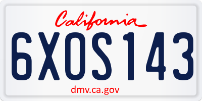 CA license plate 6XOS143