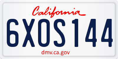 CA license plate 6XOS144