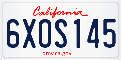 CA license plate 6XOS145