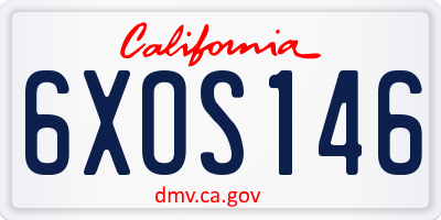 CA license plate 6XOS146