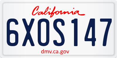 CA license plate 6XOS147