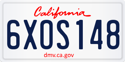 CA license plate 6XOS148