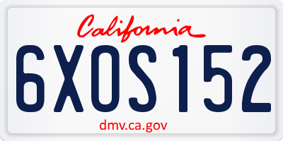CA license plate 6XOS152
