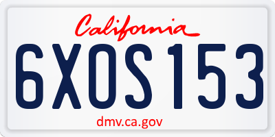 CA license plate 6XOS153