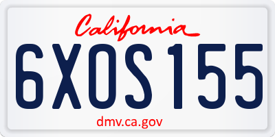 CA license plate 6XOS155