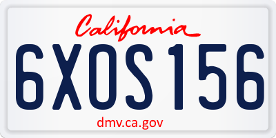 CA license plate 6XOS156