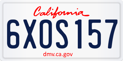 CA license plate 6XOS157