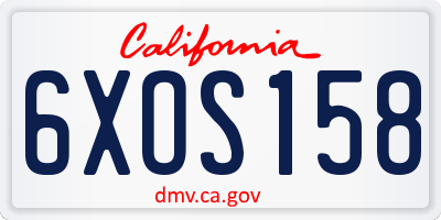 CA license plate 6XOS158