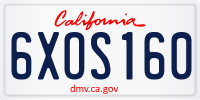 CA license plate 6XOS160